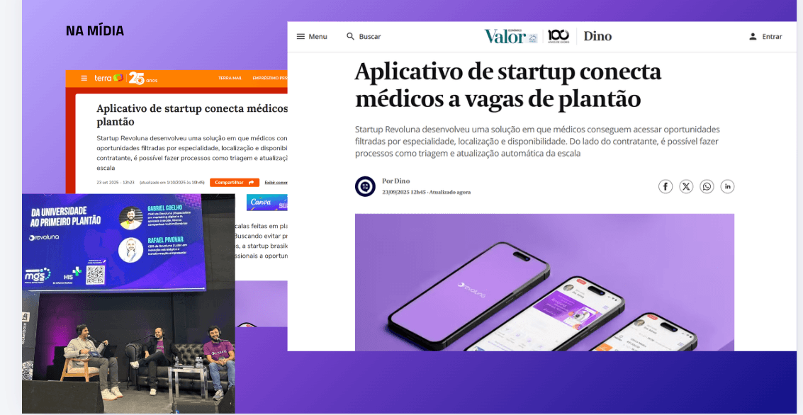 Revoluna na mídia — matérias no Valor Econômico e participação em eventos do setor de saúde